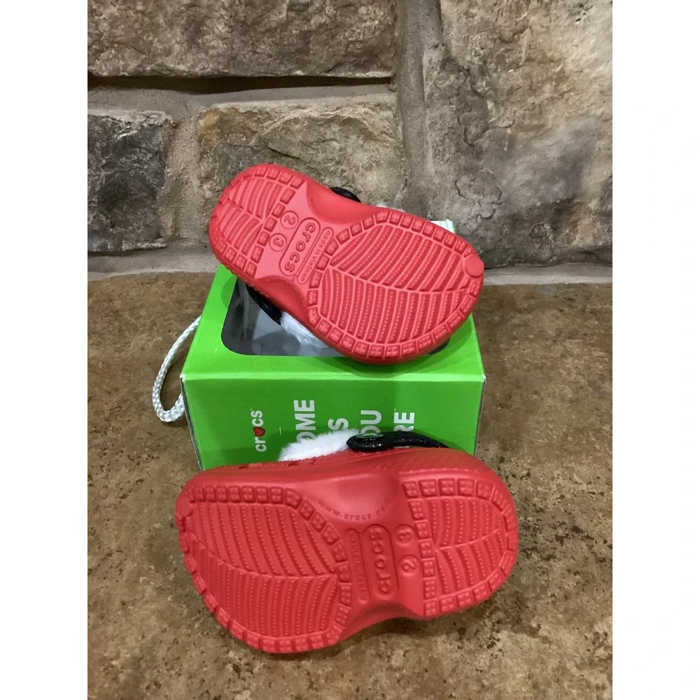 Crocs Littles Santa Baby Toddler Clogs Varsity Red Lined Size C2-3 New